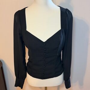 Abercrombie & Fitch Black Corset Sweetheart Blouse
